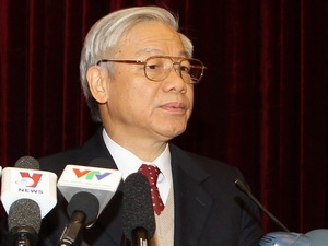 Tổng bí thư Nguyễn Phú Trọng phát biểu khai mạc Hội nghị. (Ảnh: TTXVN)
