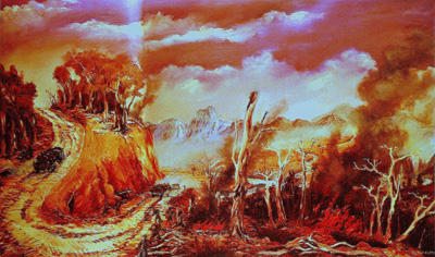 Cụm trọng điểm A.T.P mùa khô 1970. Tranh sơn dầu của họa sĩ Đức Dụ
