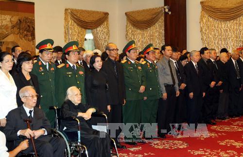 Lễ viếng Đại tướng Võ Nguyên Giáp được cử hành trọng thể tại Hội trường Thống Nhất (TP Hồ Chí Minh). Ảnh: TTXVN