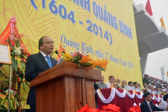 Phát biểu của Phó Thủ tướng Nguyễn Xuân Phúc tại Lễ mít tinh kỷ niệm 410 năm hình thành tỉnh Quảng Bình (1604-2014) và đón nhận Huân chương Hồ Chí Minh