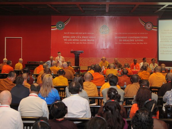 Quang cảnh Hội thảo Đóng góp của Phật giáo về lối sống lành mạnh. (Ảnh: Lâm Khánh/TTXVN)