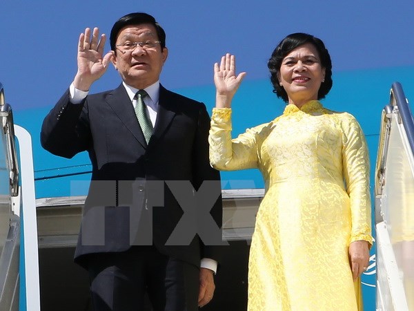Chủ tịch nước Trương Tấn Sang và Phu nhân sẽ tham dự Hội nghị các nhà lãnh đạo APEC lần thứ 23 tại Manila. (Ảnh: Nguyễn Khang/TTXVN)