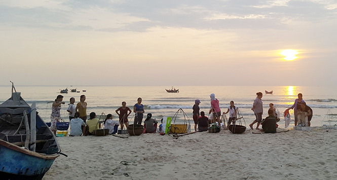 Hoạt động khai thác và tiêu thụ hải sản đã trở lại ở vùng biển Hải Ninh.