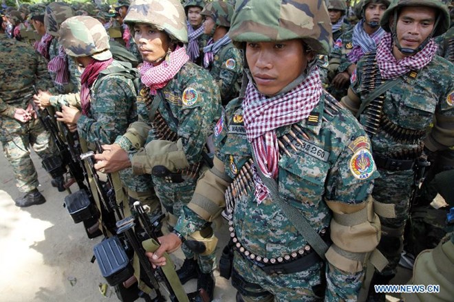Binh lính quân đội Campuchia. (Nguồn: Xinhua)