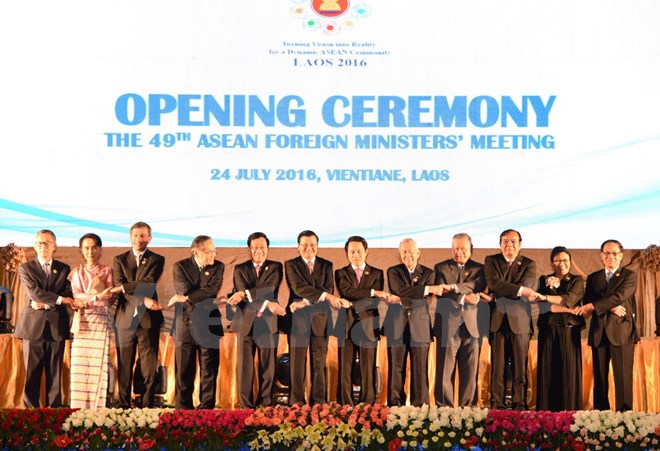 Các Bộ trưởng Ngoại giao ASEAN tại hội nghị. (Ảnh: Phạm Kiên/Vietnam+)