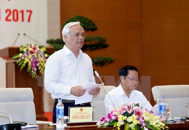 Phó Chủ tịch Quốc hội Uông Chu Lưu phát biểu tại hội nghị. (Ảnh: An Đăng/TTXVN)