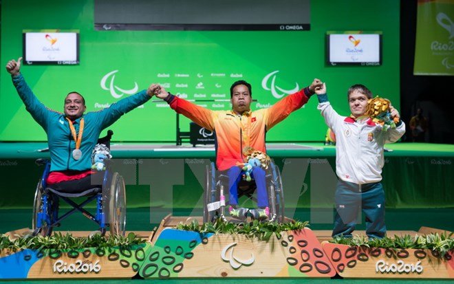  Vận động viên Lê Văn Công đã xuất sắc giành huy chương vàng. (Ảnh: THX/TTXVN)