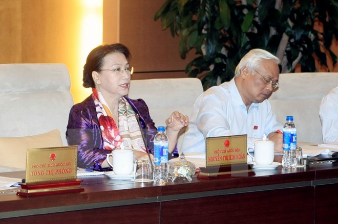 Chủ tịch Quốc hội Nguyễn Thị Kim Ngân phát biểu ý kiến tại phiên họp thứ ba, Ủy ban Thường vụ Quốc hội. (Ảnh: Phạm Kiên/TTXVN)