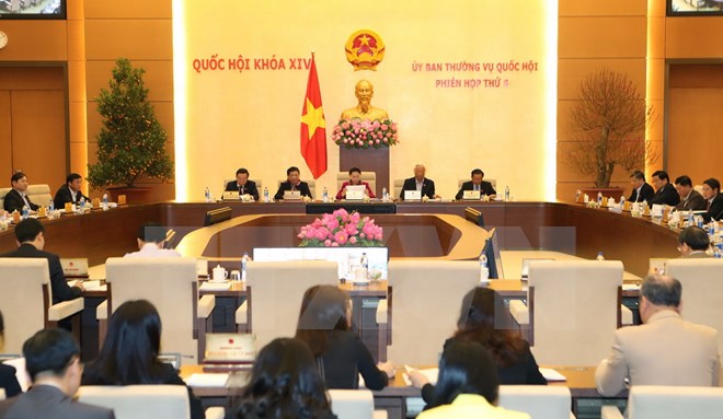 Chủ tịch Quốc hội Nguyễn Thị Kim Ngân chủ trì và phát biểu khai mạc Phiên họp thứ 6 của Ủy ban Thường vụ Quốc hội khóa XIV. (Ảnh: Trọng Đức/TTXVN)