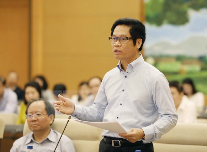 Chủ tịch phòng Thương mại và Công nghiệp Việt Nam Vũ Tiến Lộc phát biểu tại phiên họp. (Ảnh: Phương Hoa/TTXVN)
