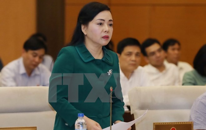 Bộ trưởng Bộ Y tế Nguyễn Thị Kim Tiến phát biểu ý kiến. (Ảnh: Phương Hoa/TTXVN)