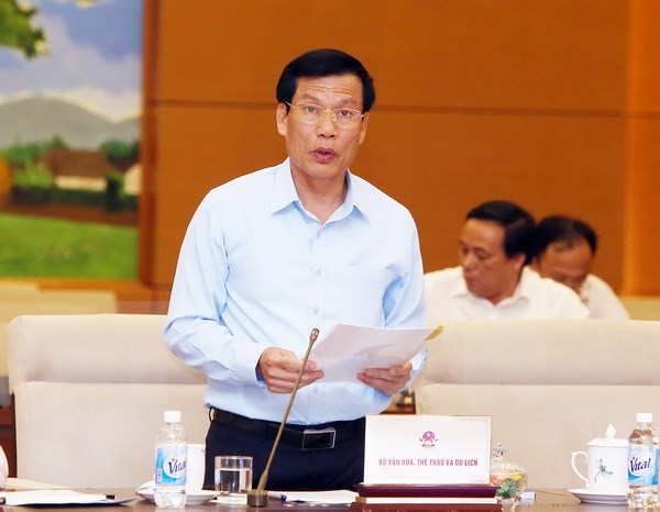 Bộ trưởng Bộ Văn hóa Thể thao và Du lịch Nguyễn Ngọc Thiện phát biểu. (Ảnh: Nguyễn Dân/TTXVN)