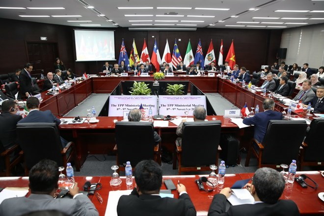 Toàn cảnh Hội nghị Bộ trưởng các nước ký Hiệp định TPP tại thành phố Đà Nẵng (Việt Nam). (Nguồn: AFP/ TTXVN)