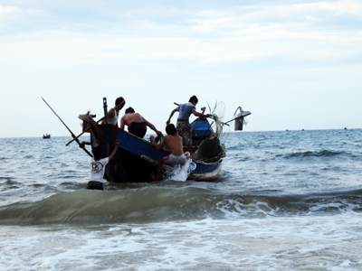 Một chuyến đánh bắt cá khoai của ngư dân vùng biển bãi ngang.