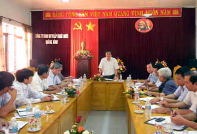 Quang cảnh buổi làm việc của UBND tỉnh với Công ty TNHH MTV Cấp thoát nước Quảng Bình.