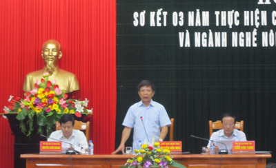 Đồng chí Nguyễn Hữu Hoài, Phó Bí thư Tỉnh ủy, Chủ tịch UBND tỉnh phát biểu ý kiến chỉ đạo tại hội nghị.