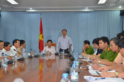 Thứ trưởng Bộ GTVT Lê Đình Thọ, Trưởng đoàn kiểm tra phát biểu tại buổi làm việc.