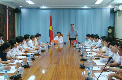 Thứ trưởng Bộ Công thương Trần Quốc Khánh phát biểu kết luận buổi làm việc.