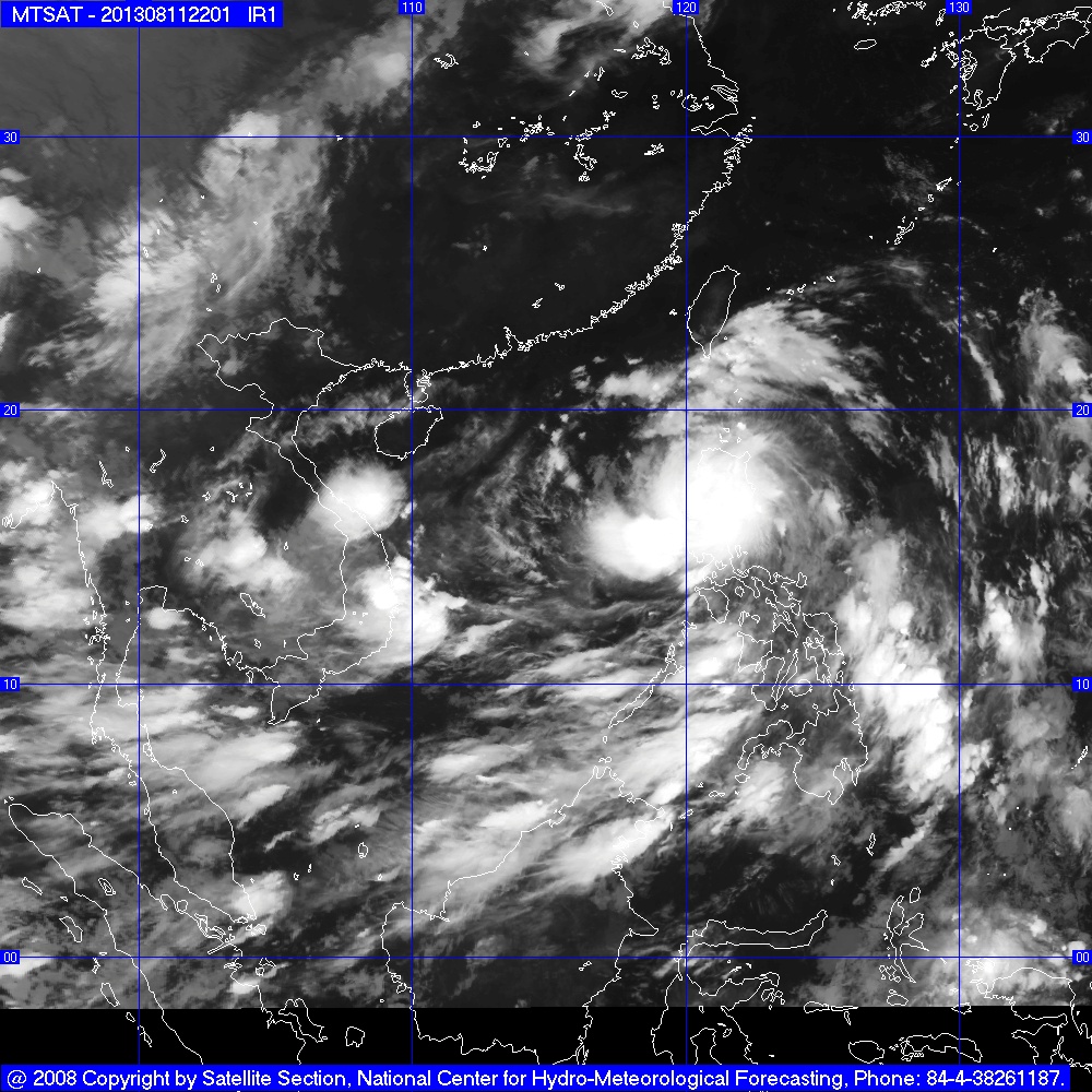 Ảnh mây vệ tinh bão số 7. (Nguồn: TT DBKTTV TƯ)