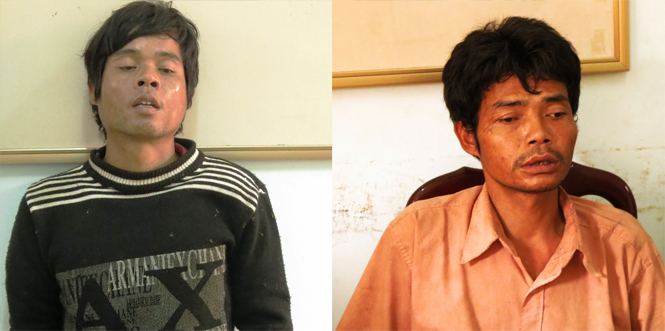 Hồ Văn Công và Hồ Văn Thành sau khi bị bắt ở xã Hướng Việt, huyện Hướng Hóa, tỉnh Quảng Trị.