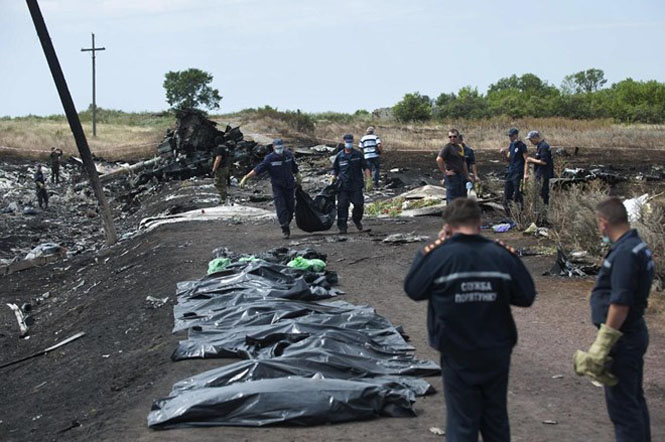 Hiện trường vụ rơi máy bay MH17 ở miền Đông Ukraine (Nguồn: AFP)