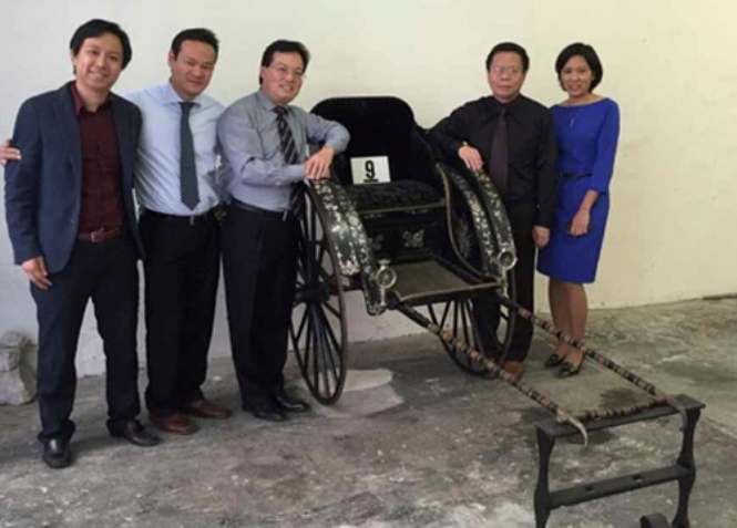 Chiếc xe kéo đã được đưa về Đại sứ quán Việt Nam tại Pháp. Ảnh do ĐSQ cung cấp