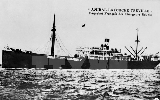 Chủ tịch Hồ Chí Minh đã lên chiếc tàu Amiral La Touche De Trévillie ra nước ngoài tìm đường cứu nước. (Nguồn: TTXVN)