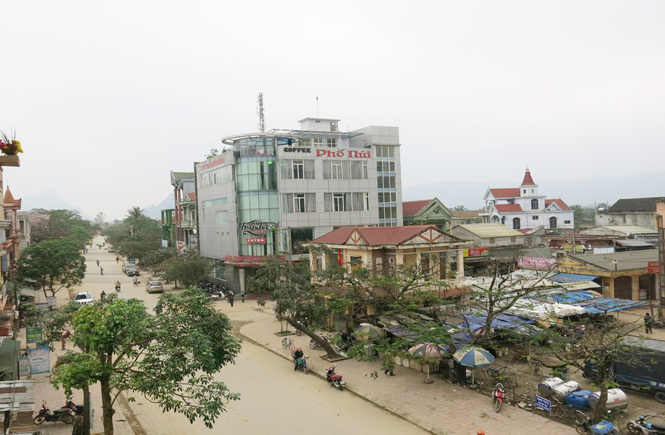 Một góc thị trấn Quy Đạt, huyện Minh Hóa hôm nay.