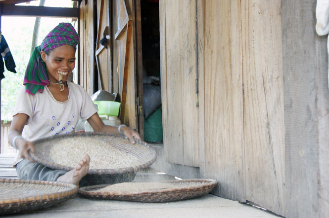 Niềm vui của người dân Ka Ai khi được ăn gạo lúa nước.