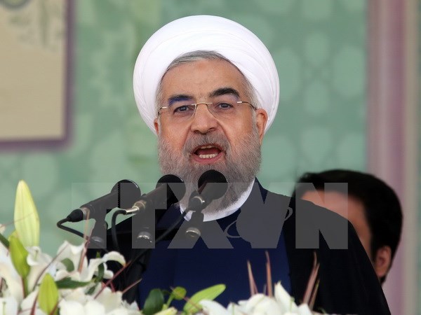 Tổng thống Iran Hassan Rouhani phát biểu tại một buổi lễ ở thủ đô Tehran ngày 22/9. (Nguồn: AFP/TTXVN)
