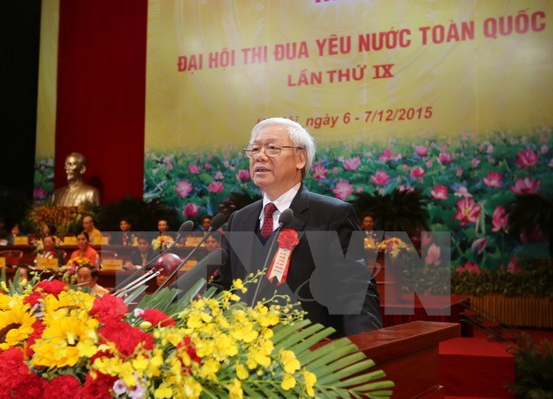 Tổng Bí thư Nguyễn Phú Trọng phát biểu chỉ đạo Đại hội. (Ảnh: TTXVN)