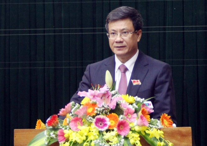 Đồng chí Lương Ngọc Bính, Ủy viên Trung ương Đảng, Chủ tịch HĐND tỉnh phát biểu khai mạc kỳ họp