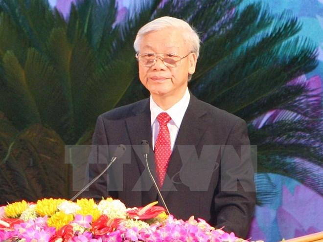Tổng Bí thư Nguyễn Phú Trọng giữ chức Bí thư Quân ủy Trung ương. (Ảnh: Thống Nhất/TTXVN)