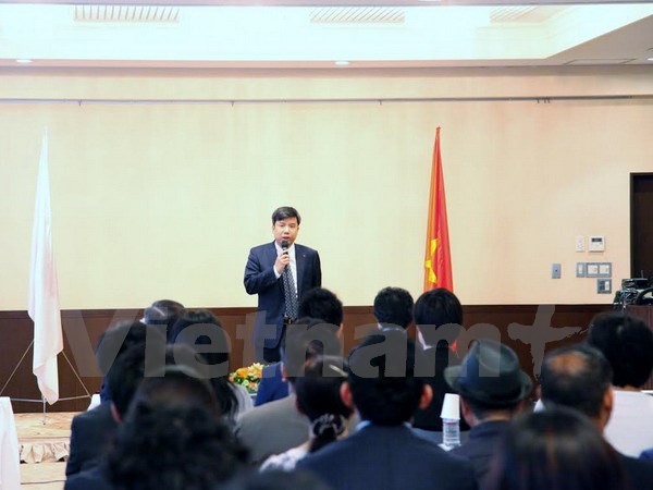 Phó Đại sứ Việt Nam tại Nhật Bản Nguyễn Trường Sơn phát biểu tại buổi họp báo.(Ảnh: Gia Quân/Vietnam+)