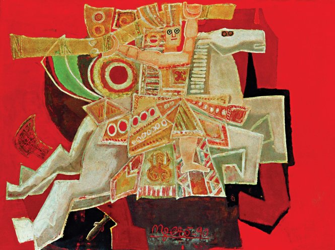 Ông Gióng - sơn mài của Nguyễn Tư Nghiêm, vẽ năm 1990