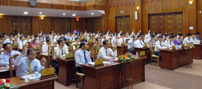 Các đại biểu biểu quyết thông qua Nghị quyết