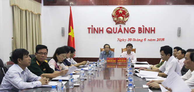 Toàn cảnh hội nghị trực tuyến tại điểm cầu tỉnh Quảng Bình.