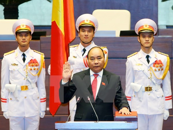 Thủ tướng Nguyễn Xuân Phúc tuyên thệ nhậm chức. (Ảnh: Thống Nhất/TTXVN)