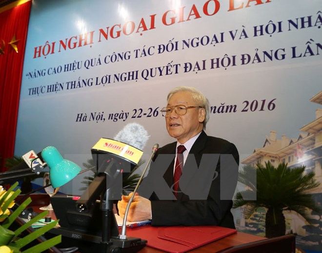 Tổng Bí thư Nguyễn Phú Trọng phát biểu chỉ đạo Hội nghị. (Ảnh:Trí Dũng/TTXVN)