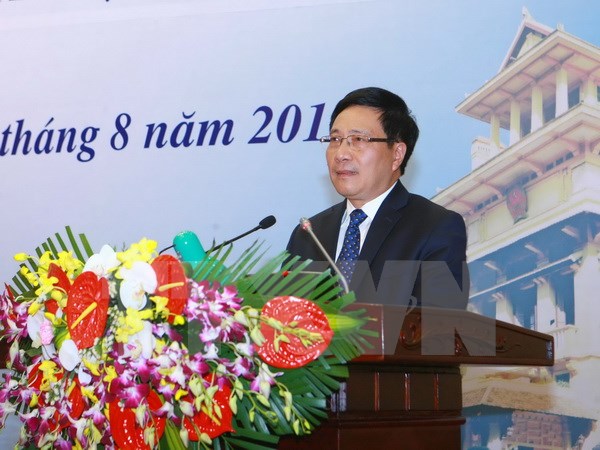Phó Thủ tướng, Bộ trưởng Ngoại giao Phạm Bình Minh phát biểu kết luận Hội nghị. (Ảnh: Doãn Tấn/TTXVN)