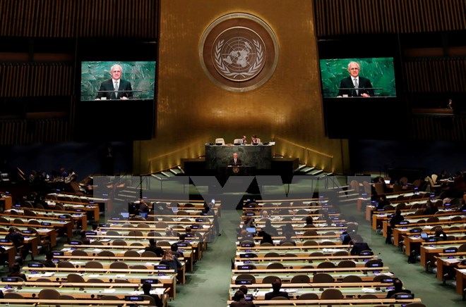 Toàn cảnh khóa họp Đại hội đồng Liên hợp quốc lần thứ 71 tại New York, Mỹ ngày 21/9. (Nguồn: EPA/TTXVN)