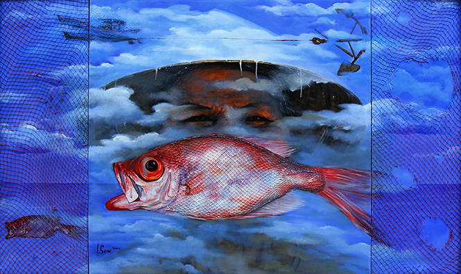 Tác phẩm Chân dung biển (tổng hợp) của họa sỹ Nguyễn Lương Sáng tham dự triển lãm TODAY.
