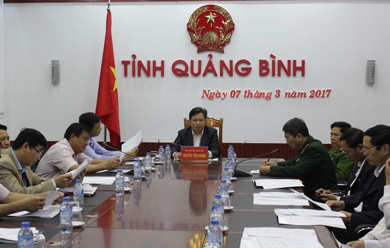 Đồng chí Nguyễn Tiến Hoàng, Tỉnh ủy viên, Phó Chủ tịch UBND tỉnh chủ trì hội nghị tại điểm cầu Quảng Bình