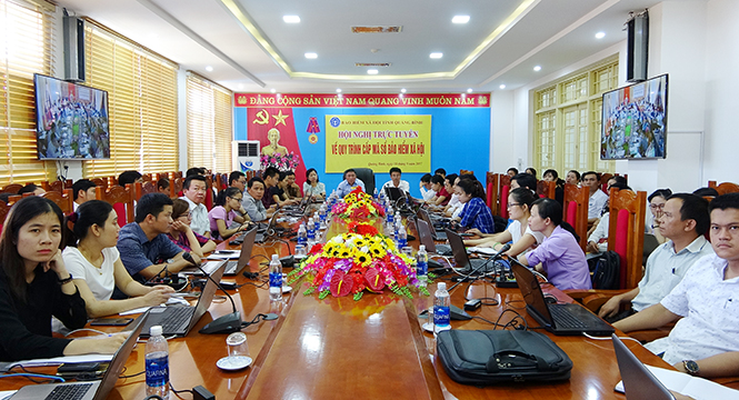  Các đại biểu tham dự tại điểm cầu BHXH Quảng Bình.