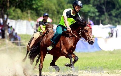 Giải đua ngựa tại xã Sơn A, huyện Văn Chấn, Yên Bái. (Ảnh: Thế Duyệt/TTXVN)
