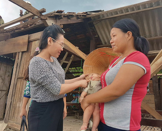  Đại diện lãnh đạo Hội LHPN tỉnh thăm các gia đình hội viên, phụ nữ bị thiệt hại nặng do bão số 10.