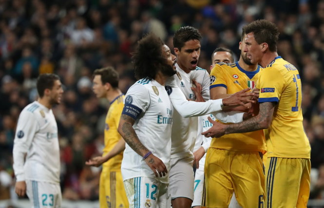 Một tình huống căng thẳng trong trận Real Madrid gặp Juve đêm 11-4 tại Bernabeu. Ảnh: REUTERS