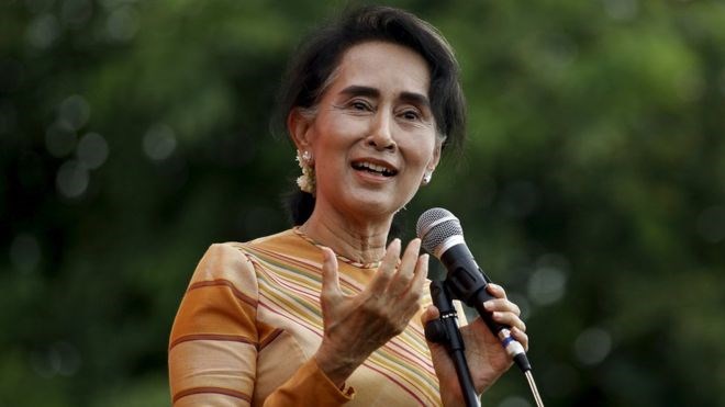 Cố vấn Nhà nước, Bộ trưởng Bộ Ngoại giao và Bộ trưởng Văn phòng Tổng thống nước Cộng hòa Liên bang Myanmar Aung San Suu Kyi. (Nguồn: Reuters)