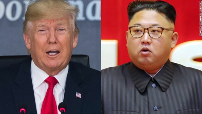 Nhà lãnh đạo Triều Tiên Kim Jong-un (phải) và Tổng thống Mỹ Donald Trump. (Nguồn: CNN)
