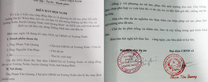 Có hay không việc làm giả biên bản họp và chữ ký của dân?